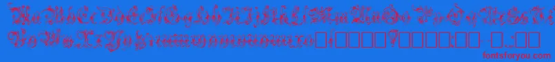 Strelsau-Schriftart – Rote Schriften auf blauem Hintergrund