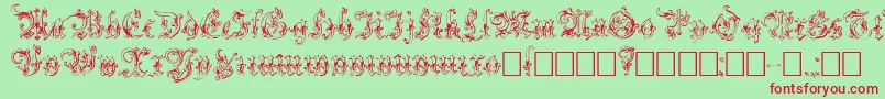 Strelsau-Schriftart – Rote Schriften auf grünem Hintergrund