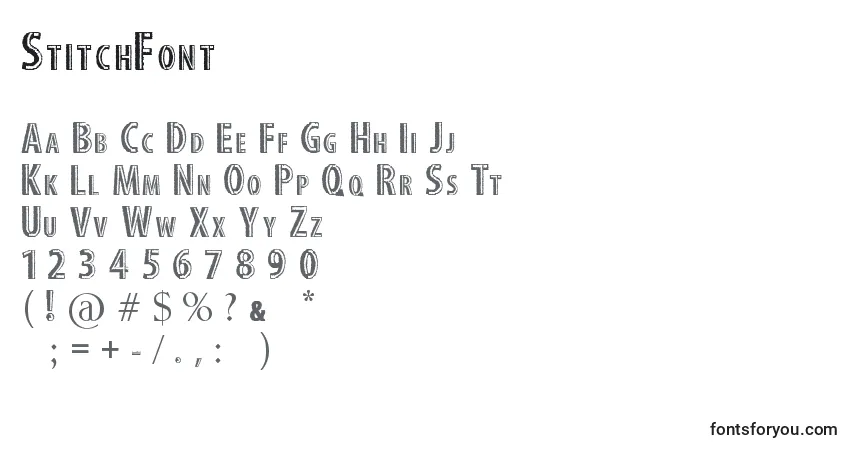 Schriftart StitchFont – Alphabet, Zahlen, spezielle Symbole