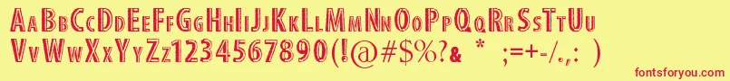 StitchFont Font – Red Fonts on Yellow Background