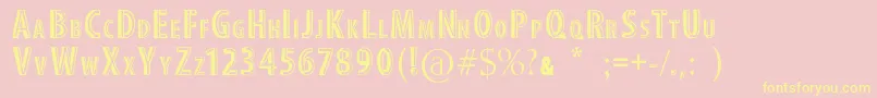 フォントStitchFont – 黄色のフォント、ピンクの背景