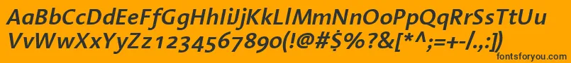 フォントLinotypeAromaSemiboldItalic – 黒い文字のオレンジの背景