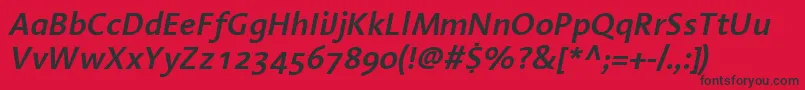 LinotypeAromaSemiboldItalic-fontti – mustat fontit punaisella taustalla