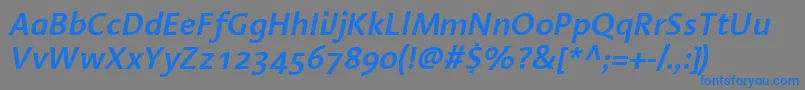 フォントLinotypeAromaSemiboldItalic – 灰色の背景に青い文字
