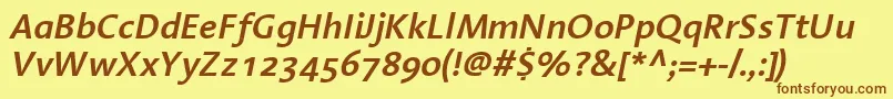 LinotypeAromaSemiboldItalic-fontti – ruskeat fontit keltaisella taustalla