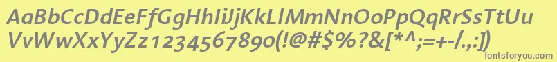 フォントLinotypeAromaSemiboldItalic – 黄色の背景に灰色の文字