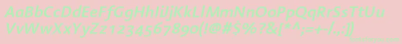 Шрифт LinotypeAromaSemiboldItalic – зелёные шрифты на розовом фоне
