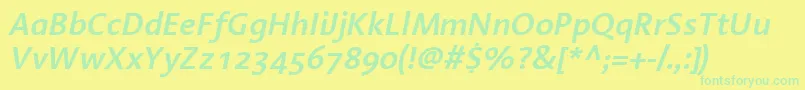 フォントLinotypeAromaSemiboldItalic – 黄色い背景に緑の文字