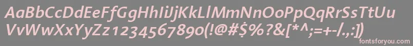フォントLinotypeAromaSemiboldItalic – 灰色の背景にピンクのフォント
