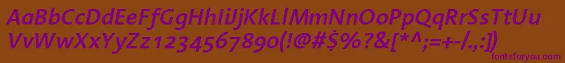フォントLinotypeAromaSemiboldItalic – 紫色のフォント、茶色の背景