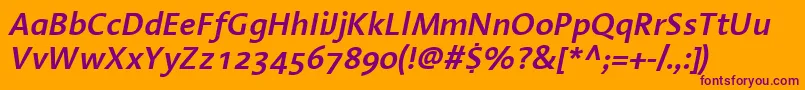 LinotypeAromaSemiboldItalic-fontti – violetit fontit oranssilla taustalla