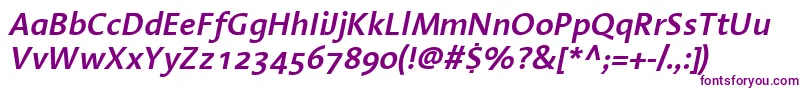 LinotypeAromaSemiboldItalic-Schriftart – Violette Schriften auf weißem Hintergrund