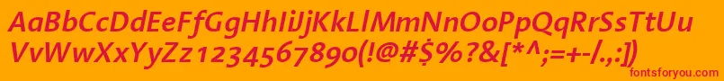 フォントLinotypeAromaSemiboldItalic – オレンジの背景に赤い文字