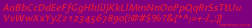 フォントLinotypeAromaSemiboldItalic – 紫の背景に赤い文字