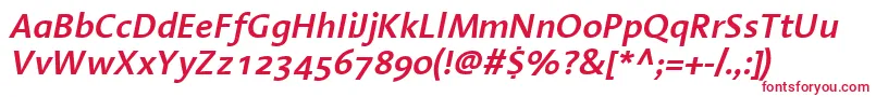 LinotypeAromaSemiboldItalic-fontti – punaiset fontit valkoisella taustalla