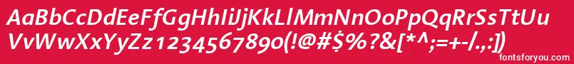 フォントLinotypeAromaSemiboldItalic – 赤い背景に白い文字