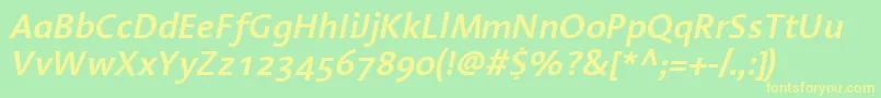 LinotypeAromaSemiboldItalic Font – Yellow Fonts on Green Background