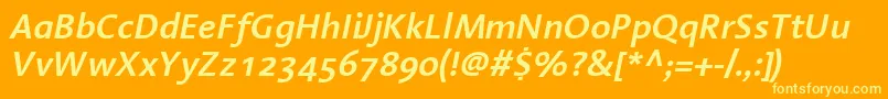 Шрифт LinotypeAromaSemiboldItalic – жёлтые шрифты на оранжевом фоне