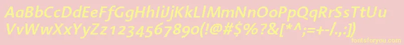 Шрифт LinotypeAromaSemiboldItalic – жёлтые шрифты на розовом фоне