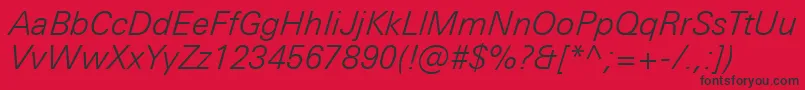 Czcionka UniversNextProLightItalic – czarne czcionki na czerwonym tle