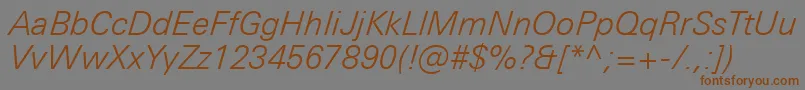 Czcionka UniversNextProLightItalic – brązowe czcionki na szarym tle