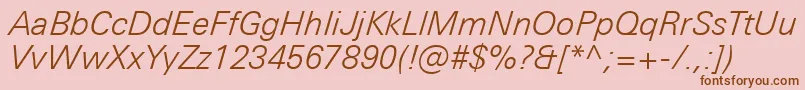 Шрифт UniversNextProLightItalic – коричневые шрифты на розовом фоне