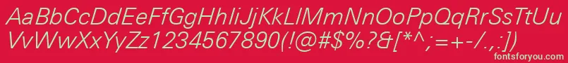 UniversNextProLightItalic Font – Green Fonts on Red Background