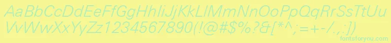 UniversNextProLightItalic Font – Green Fonts on Yellow Background