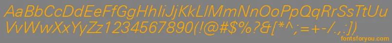 Подробнее о шрифте UniversNextProLightItalic Шрифт UniversNextProLightItalic – оранжевые шрифты на сером фоне