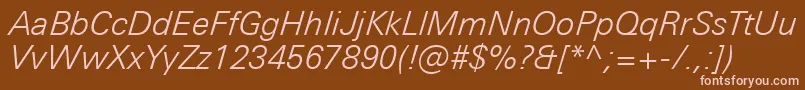 Czcionka UniversNextProLightItalic – różowe czcionki na brązowym tle