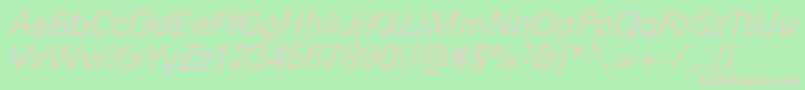 UniversNextProLightItalic Font – Pink Fonts on Green Background