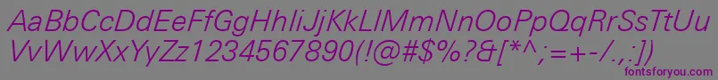 Шрифт UniversNextProLightItalic – фиолетовые шрифты на сером фоне