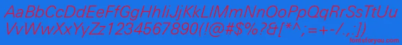 Więcej informacji o czcionce UniversNextProLightItalic Czcionka UniversNextProLightItalic – czerwone czcionki na niebieskim tle