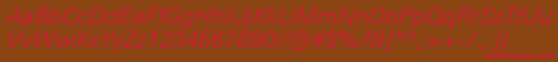 UniversNextProLightItalic Font – Red Fonts on Brown Background