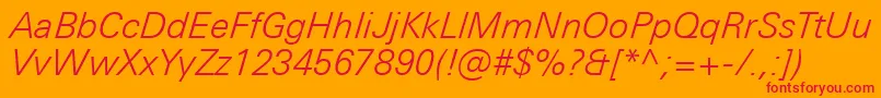 Шрифт UniversNextProLightItalic – красные шрифты на оранжевом фоне