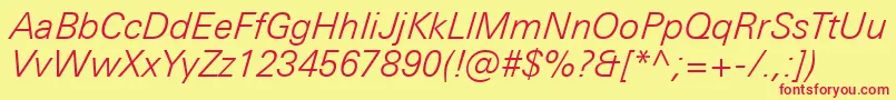 UniversNextProLightItalic Font – Red Fonts on Yellow Background