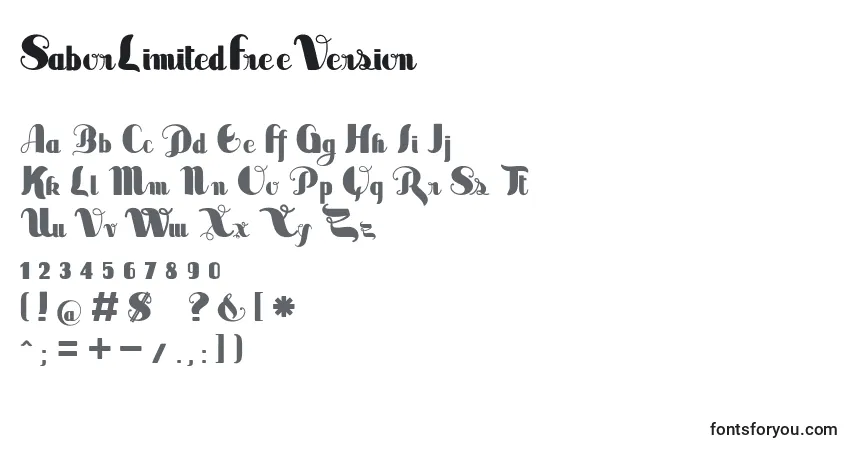A fonte SaborLimitedFreeVersion (66616) – alfabeto, números, caracteres especiais