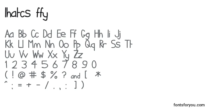 Schriftart Ihatcs ffy – Alphabet, Zahlen, spezielle Symbole
