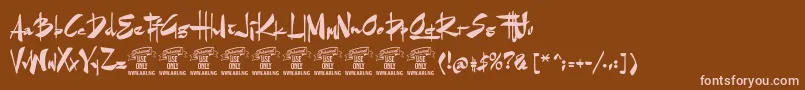 GoatskinbrushPersonaluse-Schriftart – Rosa Schriften auf braunem Hintergrund