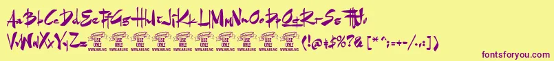 GoatskinbrushPersonaluse Font – Purple Fonts on Yellow Background