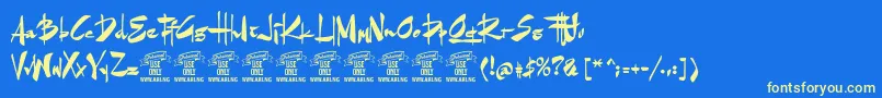 GoatskinbrushPersonaluse Font – Yellow Fonts on Blue Background