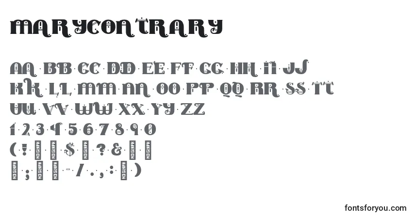 Schriftart Marycontrary (66619) – Alphabet, Zahlen, spezielle Symbole