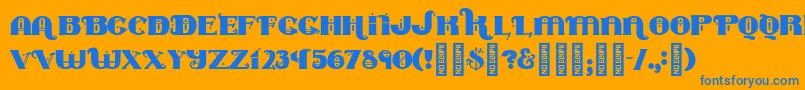 フォントMarycontrary – オレンジの背景に青い文字