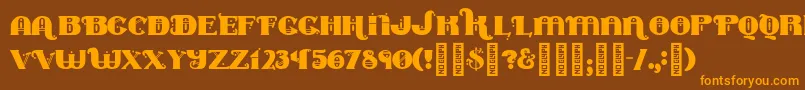 Marycontrary-Schriftart – Orangefarbene Schriften auf braunem Hintergrund