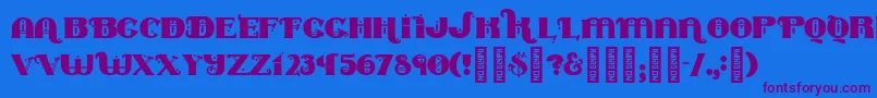 Marycontrary-Schriftart – Violette Schriften auf blauem Hintergrund