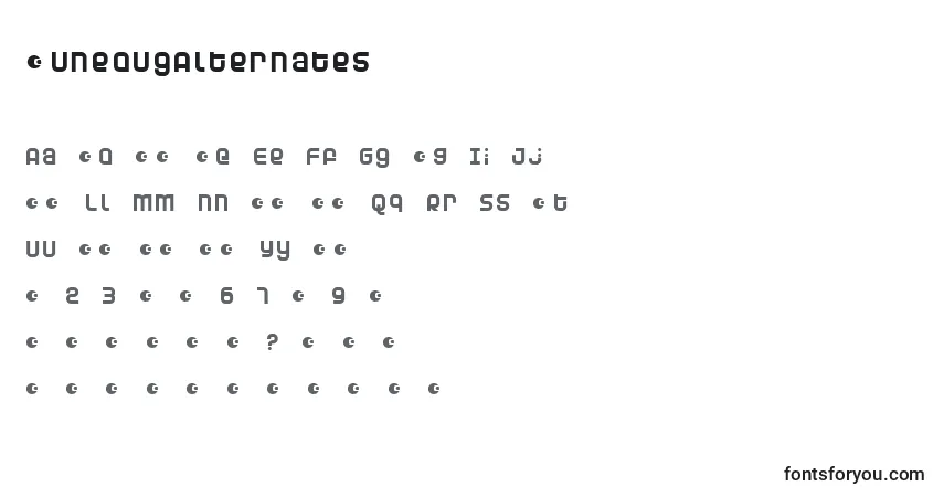 A fonte DunebugAlternates – alfabeto, números, caracteres especiais