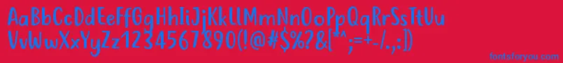 JustTellMeWhatRegular Font – Blue Fonts on Red Background