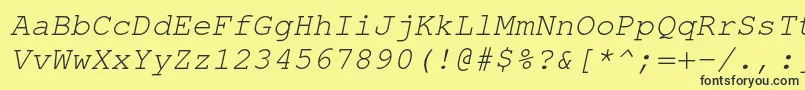 Czcionka TexgyrecursorItalic – czarne czcionki na żółtym tle