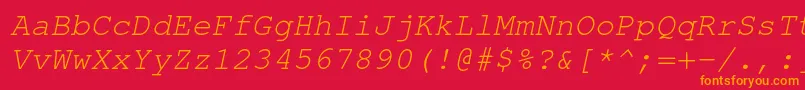 Fonte TexgyrecursorItalic – fontes laranjas em um fundo vermelho