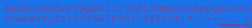 フォントTexgyrecursorItalic – 赤い文字の青い背景